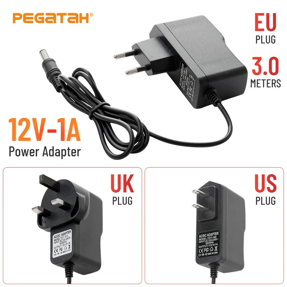 AC100V-240V / DC12V 1A output power adapter, wall charger DC 5.5Mm X 2.5Mm EU/ US/ UK CCTV surveillance camera dedicated
AC100V-240V / DC12V 1A output power adapter, wall charger DC 5.5Mm X 2.5Mm EU/ US/ UK CCTV surveillance camera dedicated
