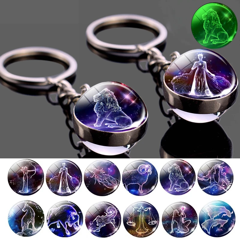 Luminous 12 Constellation Keychain Glowing In The Dark Glass Ball Pendant Zodiac Key Rings Jewelry Birthday Gift Leo Keyrings 
Luminous 12 Constellation Keychain Glowing In The Dark Glass Ball Pendant Zodiac Key Rings Jewelry Birthday Gift Leo Keyrings
