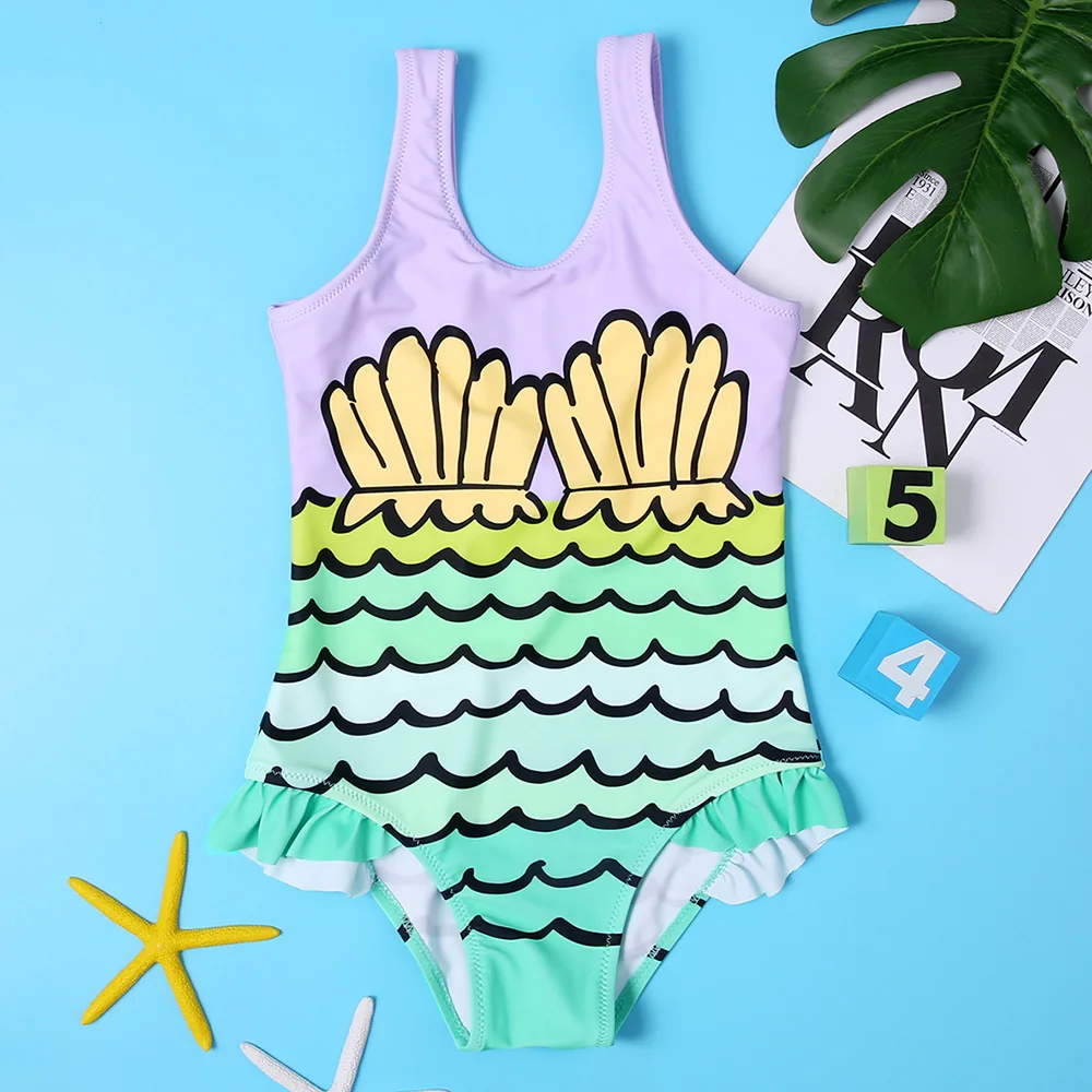 

Mermaid Girl One Piece Swimsuit Kids Fish Scale Children's Swimwear 7-14Years Teenager Girl Bathing Suit Monokini Beachwear 2022