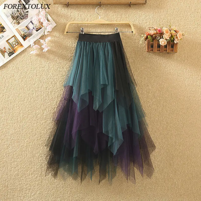 New Mesh Layered Skirts Women Contrast Color Elastic Waist Graceful Clothing Spring Fall Sexy Party Birthday Green Black Lady
New Mesh Layered Skirts Women Contrast Color Elastic Waist Graceful Clothing Spring Fall Sexy Party Birthday Green Black Lady