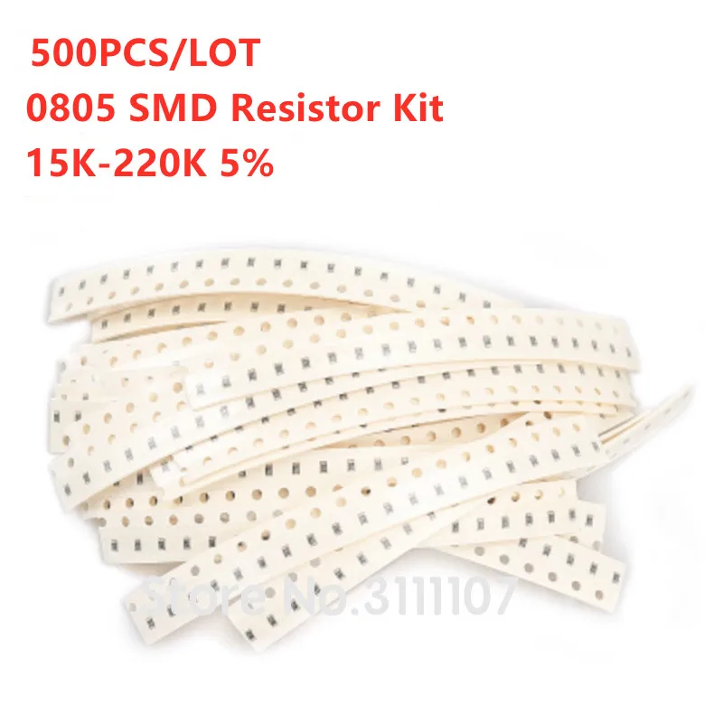 500PCS 0805 SMD Resistance Resistor Kit 15K-220K 5% 25Kinds*20PCS Total 500PCS Chip Resistors Combination set
500PCS 0805 SMD Resistance Resistor Kit 15K-220K 5% 25Kinds*20PCS Total 500PCS Chip Resistors Combination set