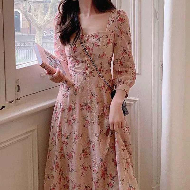 Women'S Dress Summer French Elegant Floral Square Neck Embroidery Mid-Length Dress 2021 Y2k Beautiful Women'S Clothing Vestido
Women'S Dress Summer French Elegant Floral Square Neck Embroidery Mid-Length Dress 2021 Y2k Beautiful Women'S Clothing Vestido