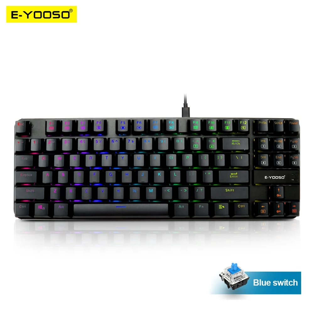 E-YOOSO K630 RGB USB Механическая игровая клавиатура синий переключатель со светодиодной подсветкой 87 клавиш Проводная компьютерная игра для ноутб...
E-YOOSO K630 RGB USB Механическая игровая клавиатура синий переключатель со светодиодной подсветкой 87 клавиш Проводная компьютерная игра для ноутб...
