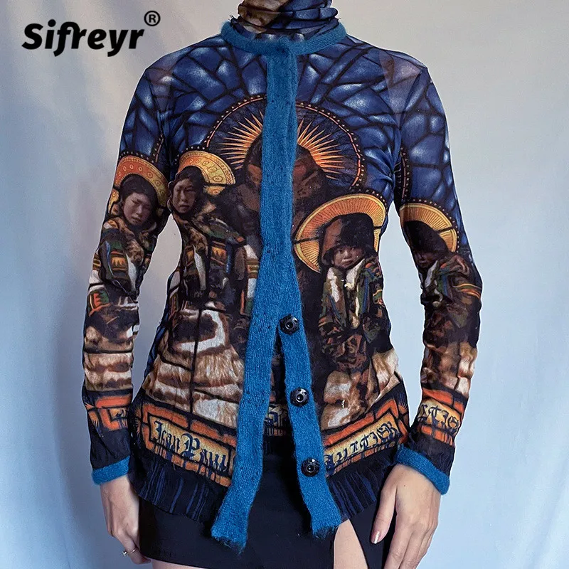Sifreyr Harajuku Graphic Print Vintage T Shirt Women Fashion Aesthetic Buttons Long Sleeve Y2k Top Cardigans 90s Retro Slim Tees
Sifreyr Harajuku Graphic Print Vintage T Shirt Women Fashion Aesthetic Buttons Long Sleeve Y2k Top Cardigans 90s Retro Slim Tees