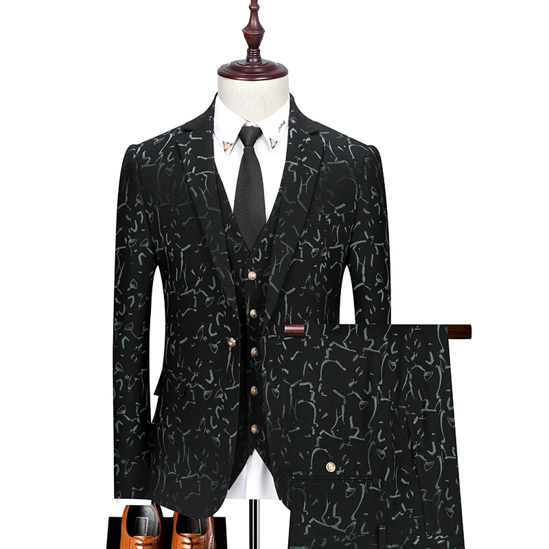 (Jacket+vest+pants) clothing Men's double breasted business Blazers/Male slim printing casual three-piece suit/groom Dress 3XL
(Jacket+vest+pants) clothing Men's double breasted business Blazers/Male slim printing casual three-piece suit/groom Dress 3XL
