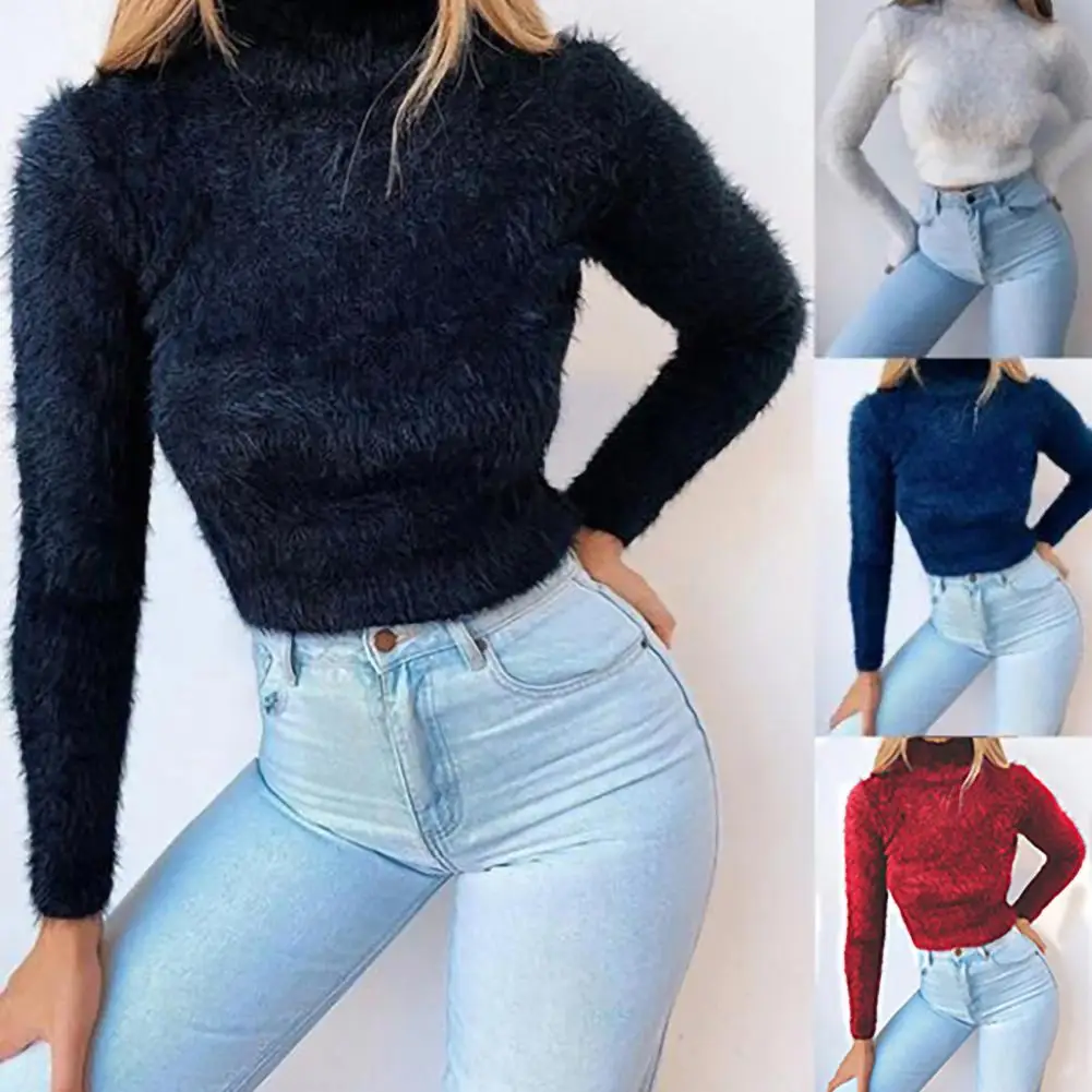 2021 Top Women Autumn Winter Solid Color Long Sleeve Turtleneck Plush Crop Sweater fall short sweater for women
2021 Top Women Autumn Winter Solid Color Long Sleeve Turtleneck Plush Crop Sweater fall short sweater for women