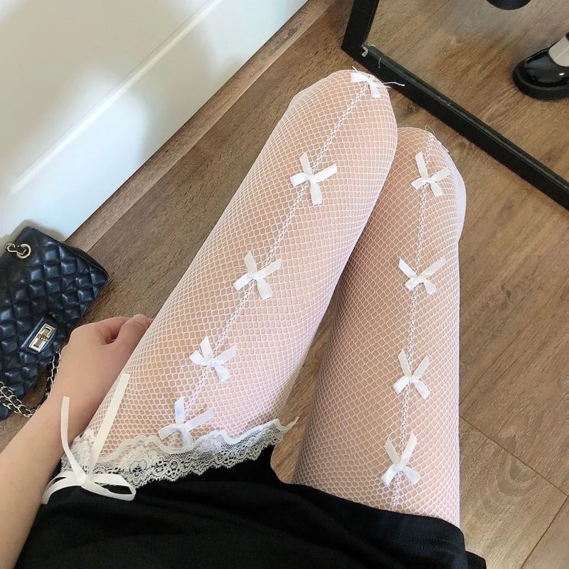 

Women Sexy Lace Fishnet Stockings Thigh High Over Knee Socks Nylon Long Socks Hosiery Anime Lolita Socks Bow Stockings Dc Comics