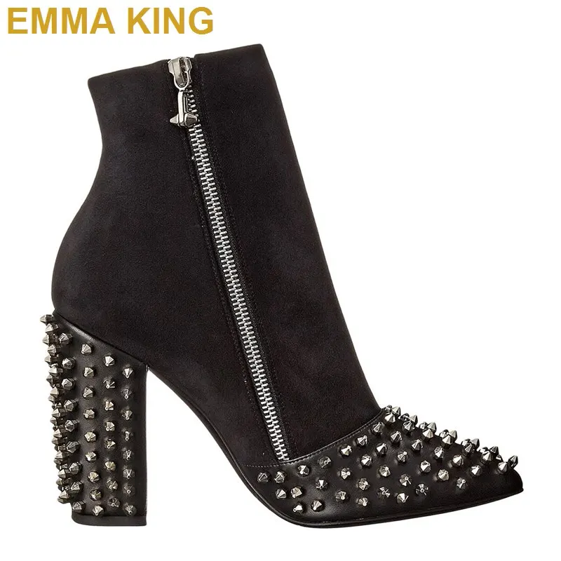 Rivets Ankle Boots Women Pointy Toe Square Heel Boots Fashion Punk Shoes Sexy Ladies High Heels Winter Boots Female 2019
Rivets Ankle Boots Women Pointy Toe Square Heel Boots Fashion Punk Shoes Sexy Ladies High Heels Winter Boots Female 2019