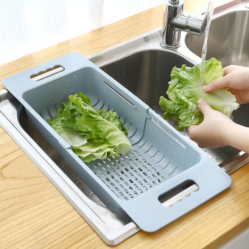 Регулируемая сушилка для посуды сливная корзина раковины мытье овощей