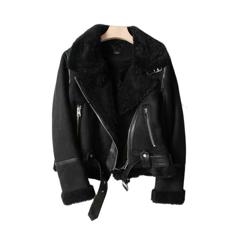 Women Winter Faux Shearling Sheepskin Fake Leather Jackets Lady Thick Warm Suede Lambs Motorcycle Brown Coats Mujer Chaqueta
Women Winter Faux Shearling Sheepskin Fake Leather Jackets Lady Thick Warm Suede Lambs Motorcycle Brown Coats Mujer Chaqueta