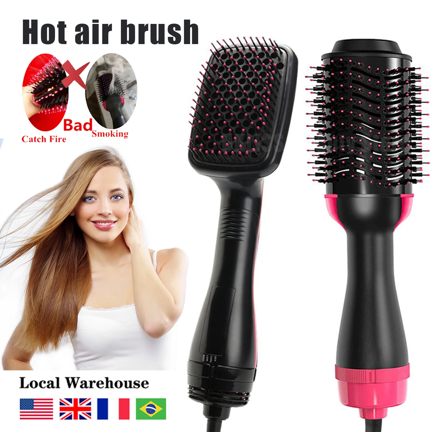 

5 in 1 One Step Hair Dryer Volumizer Brush Blow Dryer Styler for Rotating Straightening Curling Negative Ion Ceramic Blow Dryer