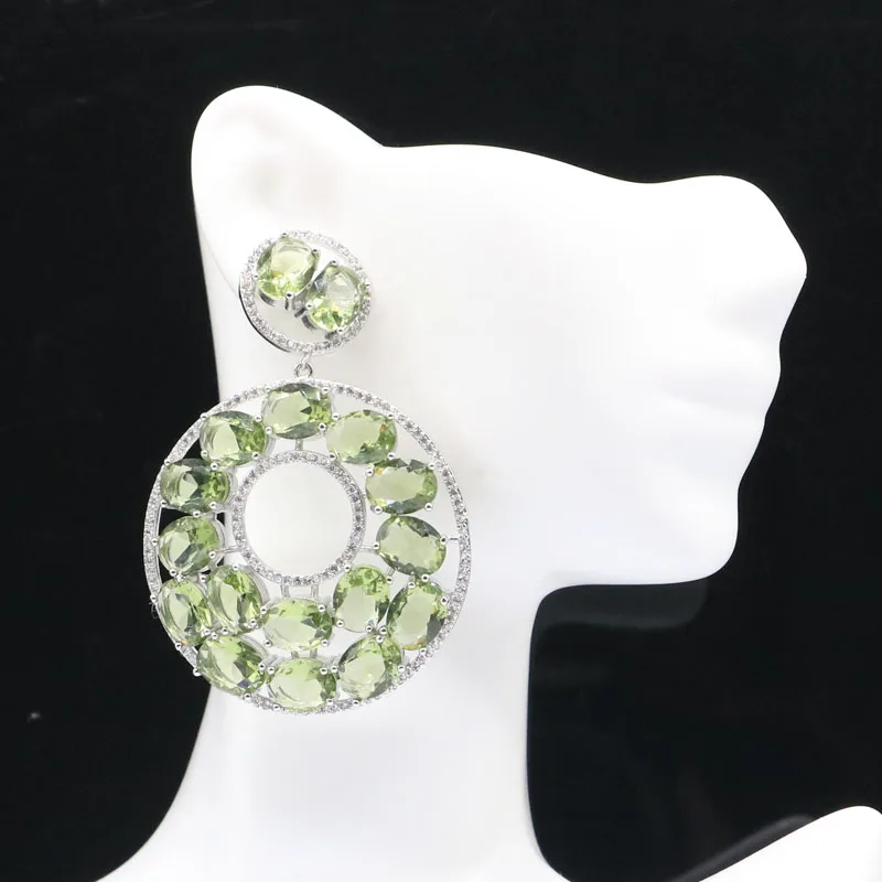 62x43mm SheCrown Luxury Top Big Heavy 34.3g Green Amethyst White CZ Anniversary Silver Earrings
62x43mm SheCrown Luxury Top Big Heavy 34.3g Green Amethyst White CZ Anniversary Silver Earrings