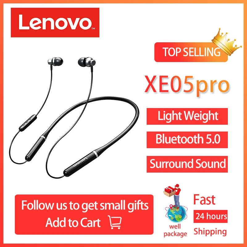 Lenovo XE05 Pro Wireless BT Headphone Hanging Neck Design In-ear Sport Headset with 10mm Horn Unit Long Endurance Time Black
Lenovo XE05 Pro Wireless BT Headphone Hanging Neck Design In-ear Sport Headset with 10mm Horn Unit Long Endurance Time Black