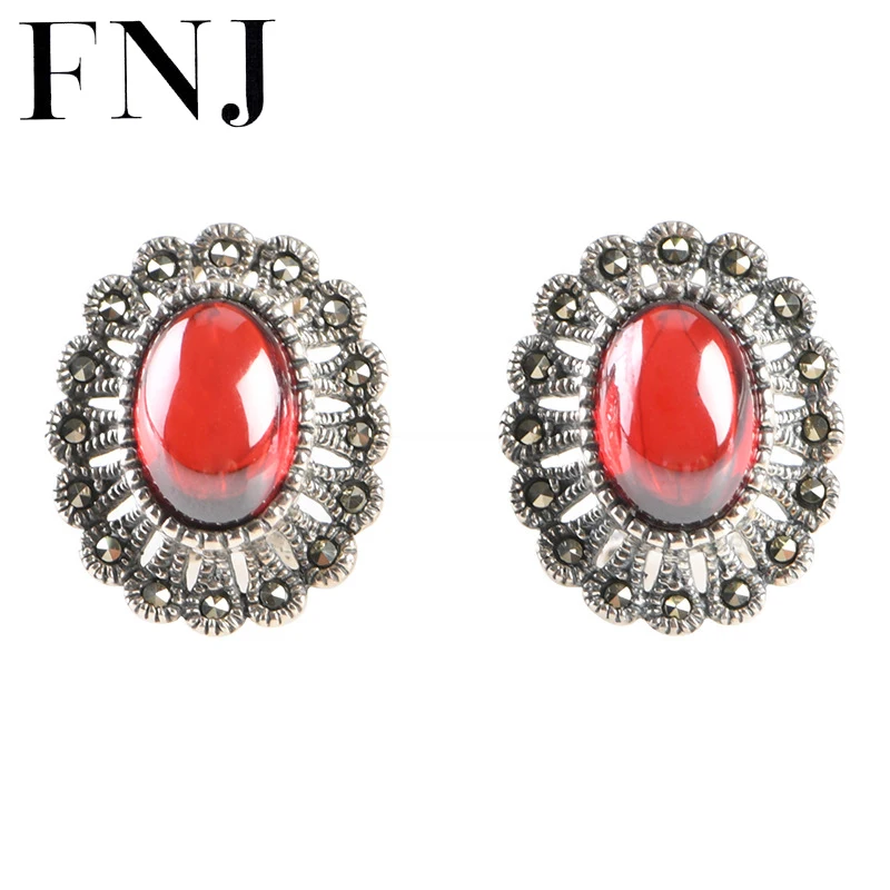 FNJ MARCASITE Earrings 925 Silver Original Pure S925 Sterling Silver Stud Earring Women Jewelry Vintage Red Zircon
FNJ MARCASITE Earrings 925 Silver Original Pure S925 Sterling Silver Stud Earring Women Jewelry Vintage Red Zircon