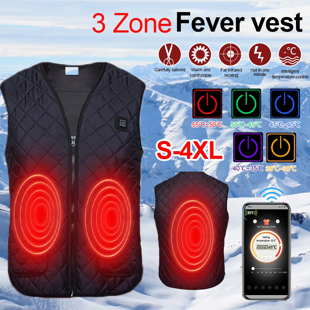 3 Areas Heated Vest Bluetooth-compatible APP Control USB Charging Winter Electrical Heated Sleevless Jacket heated Men's vest
3 Areas Heated Vest Bluetooth-compatible APP Control USB Charging Winter Electrical Heated Sleevless Jacket heated Men's vest