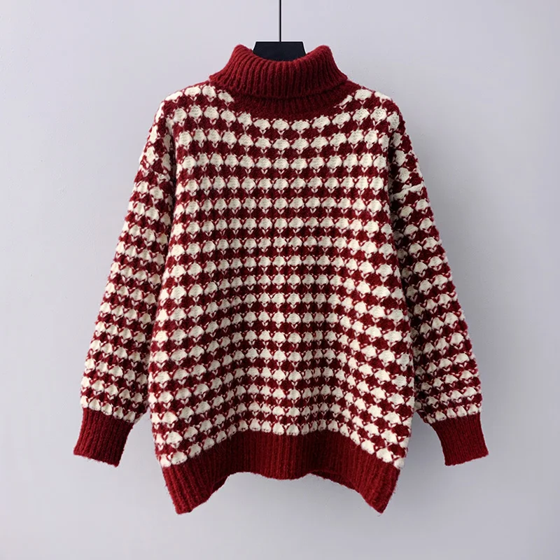 Color Contrast Turtleneck Vintage Sweater Women Winter Warm Knitted Sweaters New Loose Long Sleeve Top Pullovers Female
Color Contrast Turtleneck Vintage Sweater Women Winter Warm Knitted Sweaters New Loose Long Sleeve Top Pullovers Female