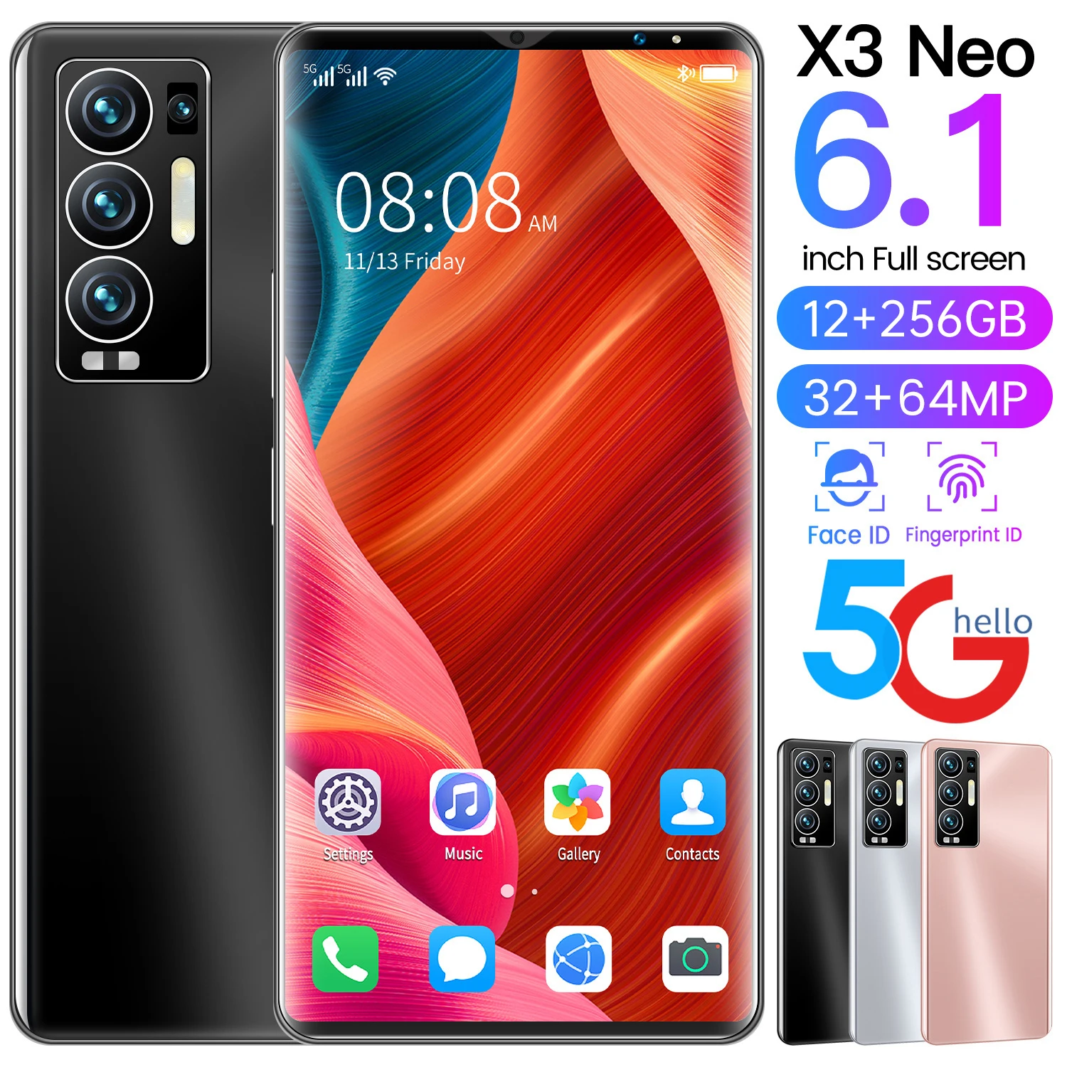 2021 Hot Sale X3 Neo 12GB RAM 128GB ROM Smart Phone Deca Core Fingerprint Face ID 6000mAh Andriod 11 MTK6889+ Mobile Cell Phone
2021 Hot Sale X3 Neo 12GB RAM 128GB ROM Smart Phone Deca Core Fingerprint Face ID 6000mAh Andriod 11 MTK6889+ Mobile Cell Phone
