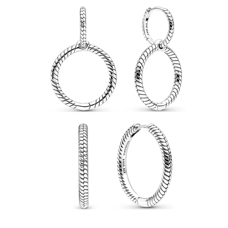

2021The Latest pre-sale Women Jewelry Fit Original Pandora DIY Designer Charms Pendientes Redondos 925 Sterling Silver Earrings