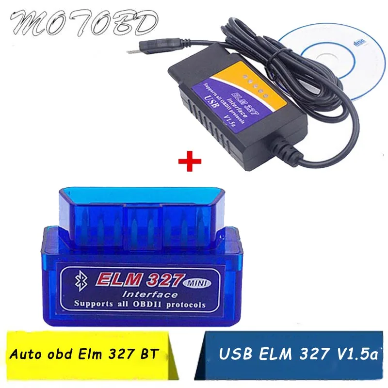 Лучшая цена 2019 Новый ELM327 V2.1 Bluetooth + USB диагностический инструмент ELM 327 OBD2