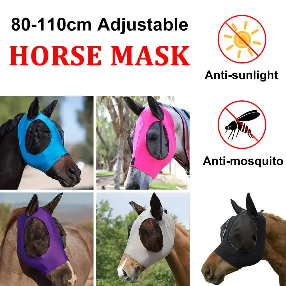 Adjustable Horse Fly Mask Mesh Eyes Ears Protection Cover Anti-UV/Anti-mosquito Fly Veil Equestrian for Pony/Cob/Horse
Adjustable Horse Fly Mask Mesh Eyes Ears Protection Cover Anti-UV/Anti-mosquito Fly Veil Equestrian for Pony/Cob/Horse
