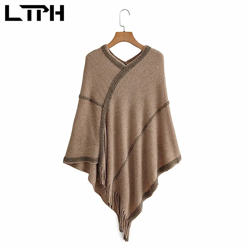LTPH Korean fashion knitted women Poncho Coat sleeveless loose vintage tassel Cape Coats 2021 autumn new
LTPH Korean fashion knitted women Poncho Coat sleeveless loose vintage tassel Cape Coats 2021 autumn new