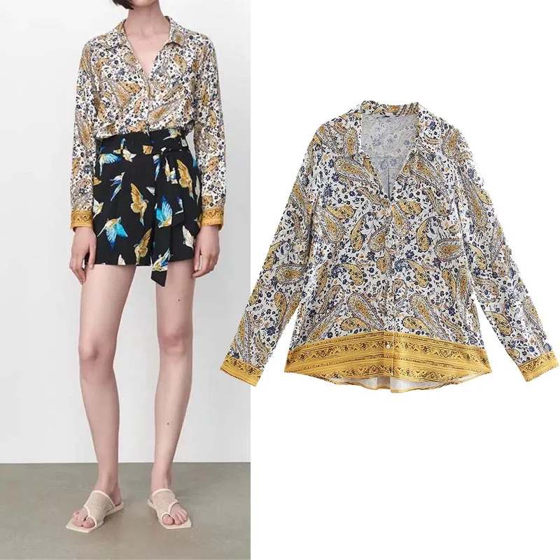 Женская рубашка с длинным рукавом Za, текстурная блузка с принтом, рубашки с длинным рукавом для женщин, повседневные уличные Топы в стиле ре... 
Женская рубашка с длинным рукавом Za, текстурная блузка с принтом, рубашки с длинным рукавом для женщин, повседневные уличные Топы в стиле ре...