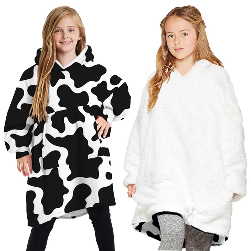 Kid Wearable Blanket Sweatshirt Hoodie for Girl Boy Oversized Double Fleece Plush Cartoon Hooded Top with Warm Front Pocket 
Kid Wearable Blanket Sweatshirt Hoodie for Girl Boy Oversized Double Fleece Plush Cartoon Hooded Top with Warm Front Pocket