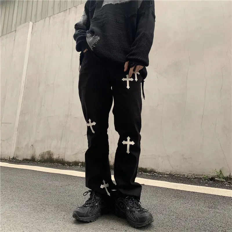 Hiphop Brand Cross Overalls Casual Loose Retro High Waist Cargo Pants Trousers Streetwear Gothic Pants for Men and Women
Hiphop Brand Cross Overalls Casual Loose Retro High Waist Cargo Pants Trousers Streetwear Gothic Pants for Men and Women