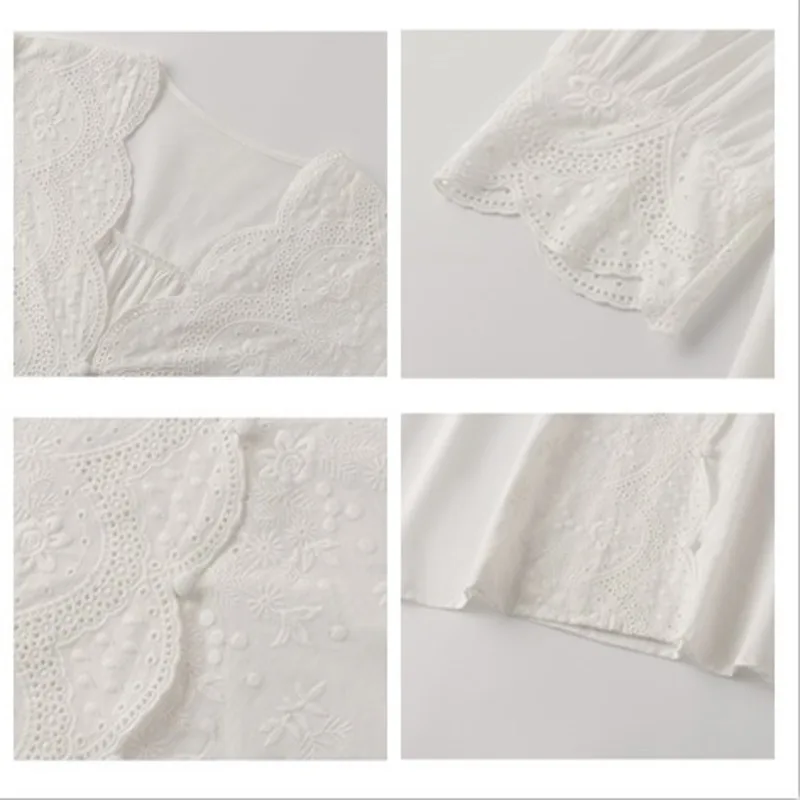Casual White Tops Embroidery Lace Chiffon Girls Blouse Women Short Sleeve Hook Flower Hollow Blouses Plus Size All-match Shirts
Casual White Tops Embroidery Lace Chiffon Girls Blouse Women Short Sleeve Hook Flower Hollow Blouses Plus Size All-match Shirts
