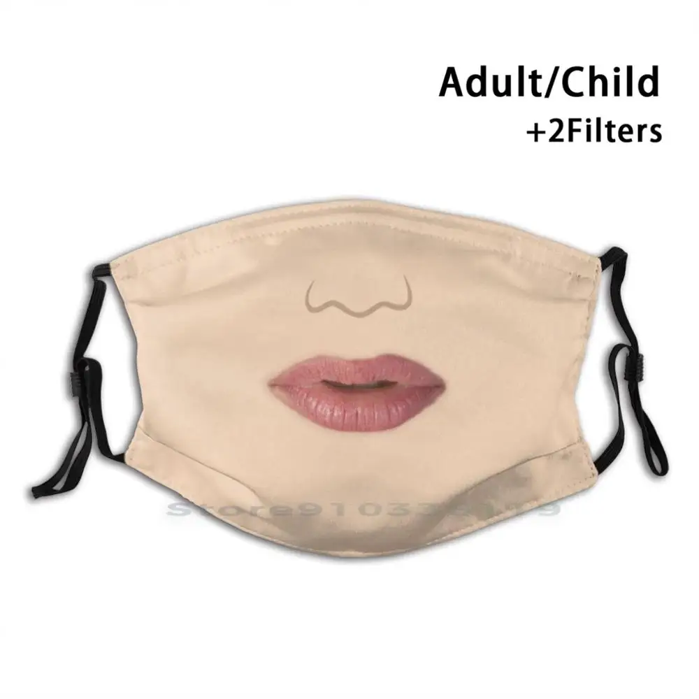 Красивая женская маска с розовыми губами, Пылезащитный фильтр, смываемая маска для лица 
Красивая женская маска с розовыми губами, Пылезащитный фильтр, смываемая маска для лица