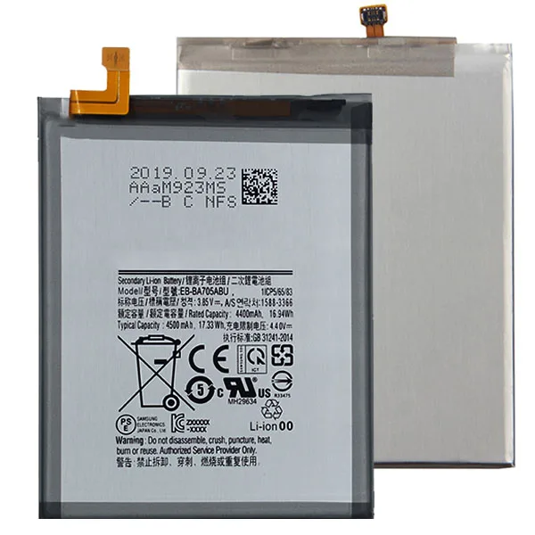 Battery EB-BA705ABU For Samsung Galaxy A70 A705 SM-A705 A705FN SM-A705W Replacement Phone 4500mAh batteria Akku Battery
Battery EB-BA705ABU For Samsung Galaxy A70 A705 SM-A705 A705FN SM-A705W Replacement Phone 4500mAh batteria Akku Battery