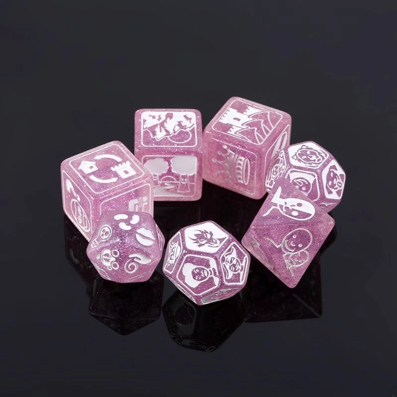 

7pcs/set Story Dices For Story Time Polyhedral Game Dice Says Party Multi Faces Acrylic Dice Toy