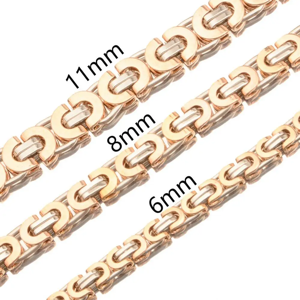 7"-40" 6mm 8mm 11mm Silver Rose Gold Color Chain Byzantine or Bracelet Stainless Steel Chain Boys Mens Necklace Jewelry
7"-40" 6mm 8mm 11mm Silver Rose Gold Color Chain Byzantine or Bracelet Stainless Steel Chain Boys Mens Necklace Jewelry