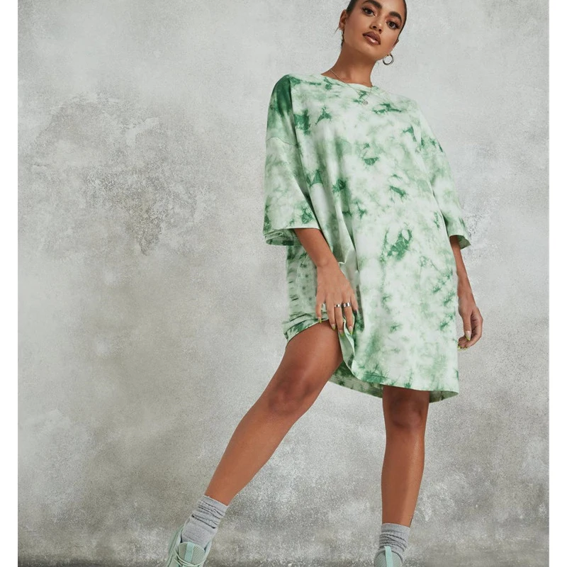 Casual Loose Tie-Dye Print T-Shirt Popular Short Sleeve Tshirts Dresses Breathable Women'S Clothing Street Wear 2021 Summer
Casual Loose Tie-Dye Print T-Shirt Popular Short Sleeve Tshirts Dresses Breathable Women'S Clothing Street Wear 2021 Summer