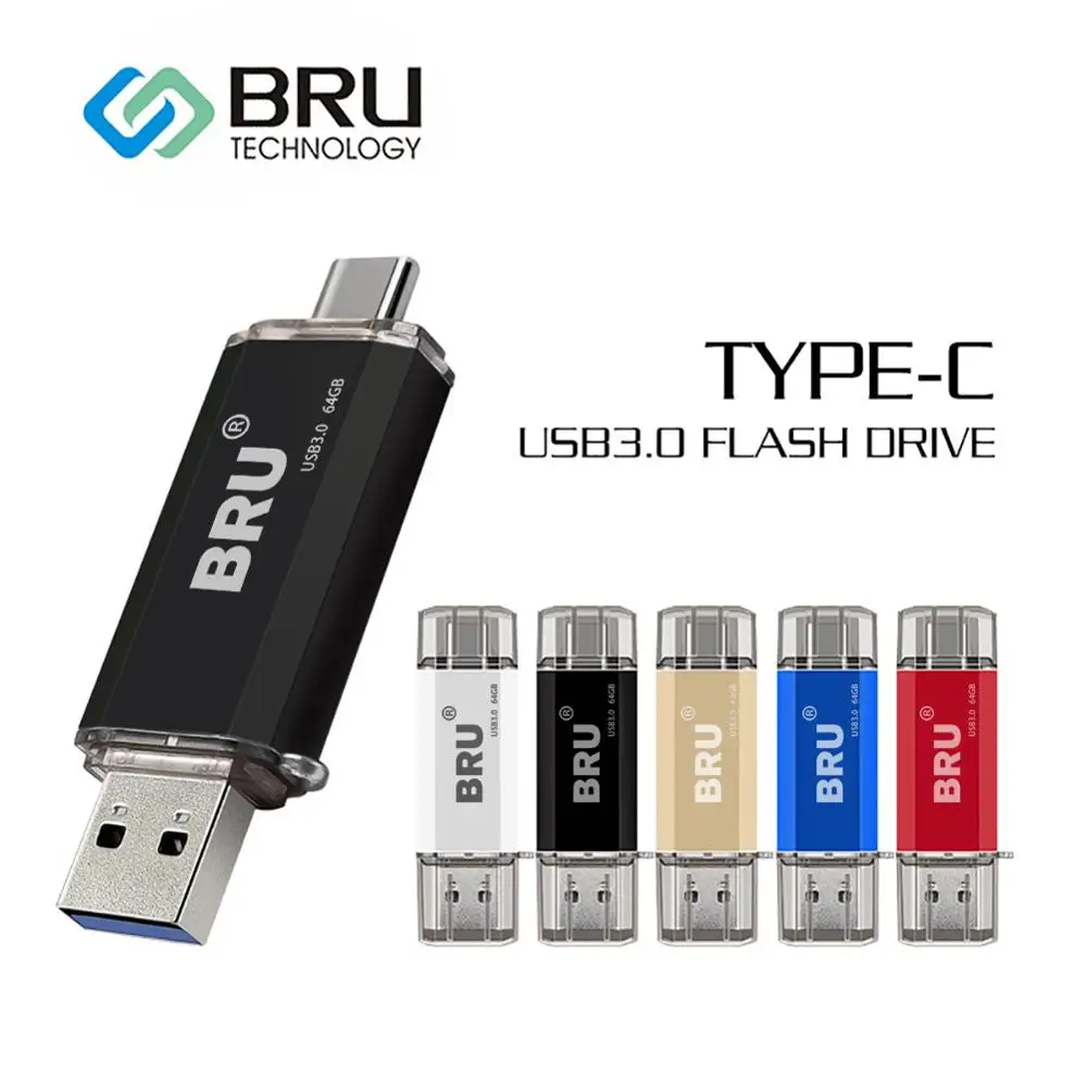 BRU OTG флешка Usb 3 0 флеш накопитель type c высокоскоростной 16g 32g 64gb 128gb Логотип на заказ|