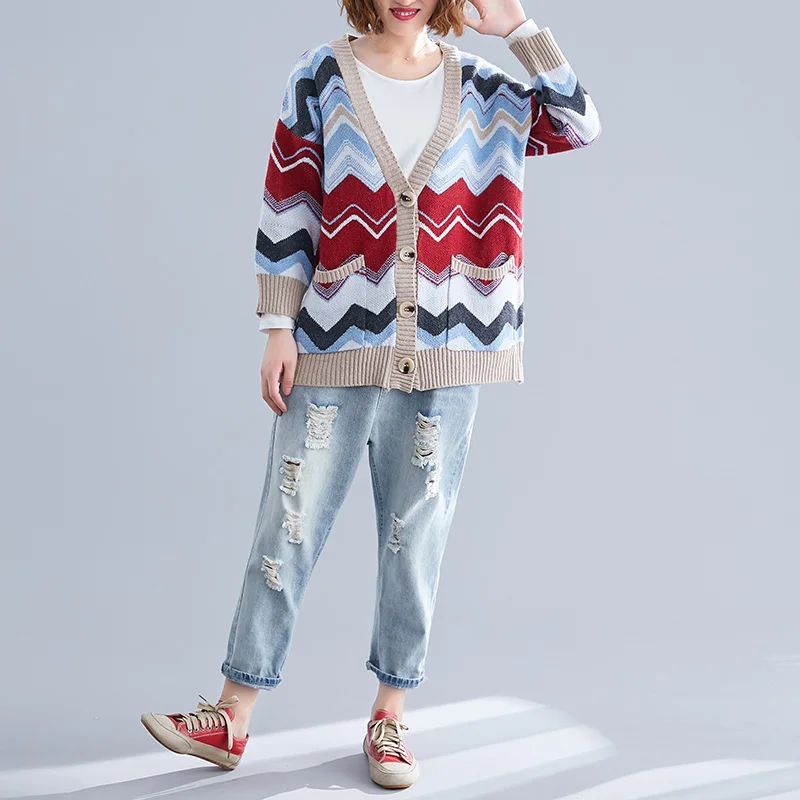 2019 Autumn New Printed Knitted Sweater Cardigans women Single-breasted Long Sleeve women Coat Casual sweat cc961
2019 Autumn New Printed Knitted Sweater Cardigans women Single-breasted Long Sleeve women Coat Casual sweat cc961