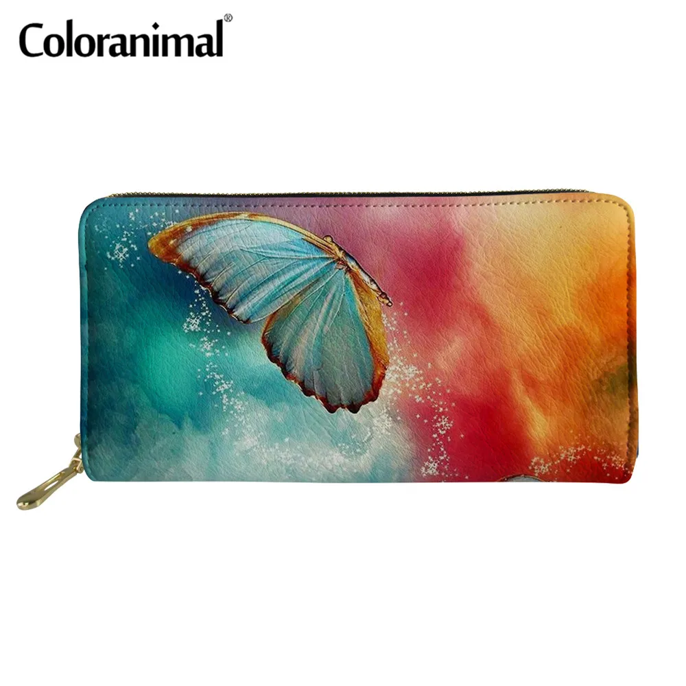 

Coloranimal Pretty 3D Butterflies Printed Girls Wallet 2021 Casual Women Money Purse PU Leather Credit Card Holder for Female