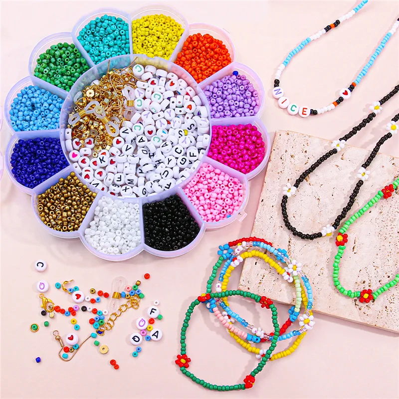Sun Flower Glass Rice Beads Letter Beads Combination DIY Handmade Beaded Toys Bracelet Necklace Beaded Material Gifts for Girls
Sun Flower Glass Rice Beads Letter Beads Combination DIY Handmade Beaded Toys Bracelet Necklace Beaded Material Gifts for Girls