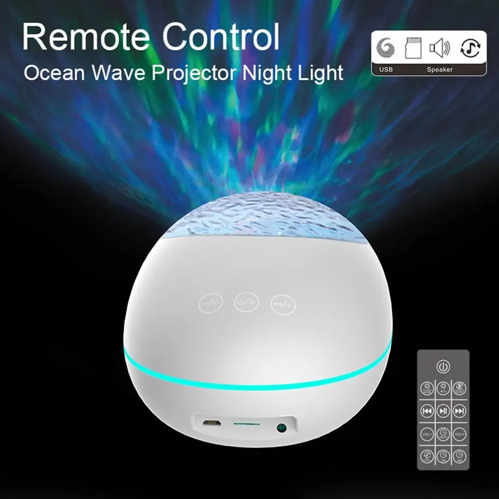 8 Colors Ocean Wave Light Projector Lamp Remote Controller With Music Player Timing Atmosphere LED Night Light For Kids
8 Colors Ocean Wave Light Projector Lamp Remote Controller With Music Player Timing Atmosphere LED Night Light For Kids