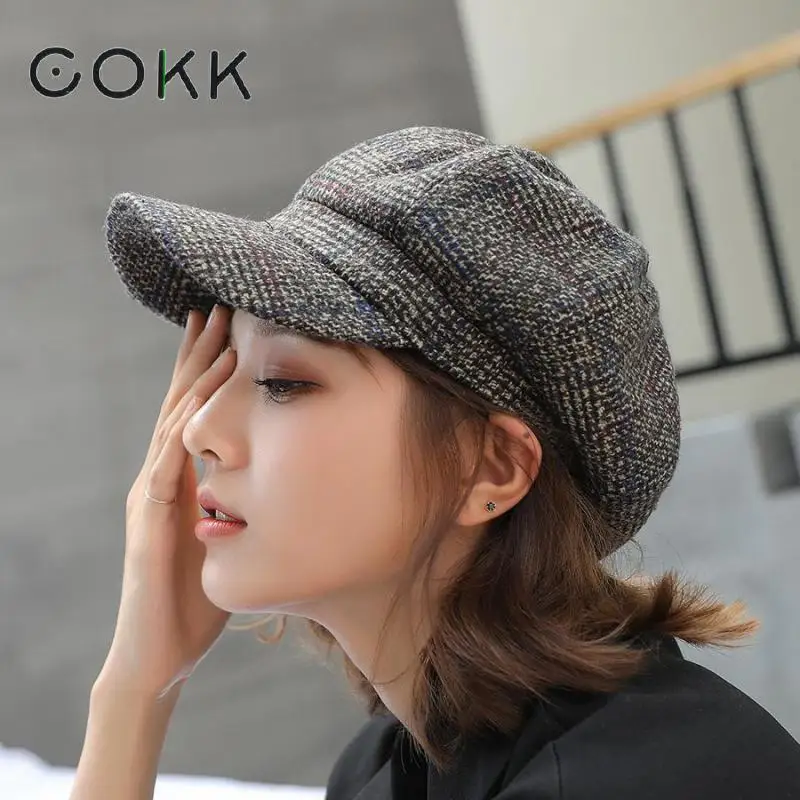 COKK Autumn Winter Wool Newsboy Cap Fashion Hats for Women Female Winter Cap Girl Visor Travel Beret Thick Warm Vintage Bonnet
COKK Autumn Winter Wool Newsboy Cap Fashion Hats for Women Female Winter Cap Girl Visor Travel Beret Thick Warm Vintage Bonnet