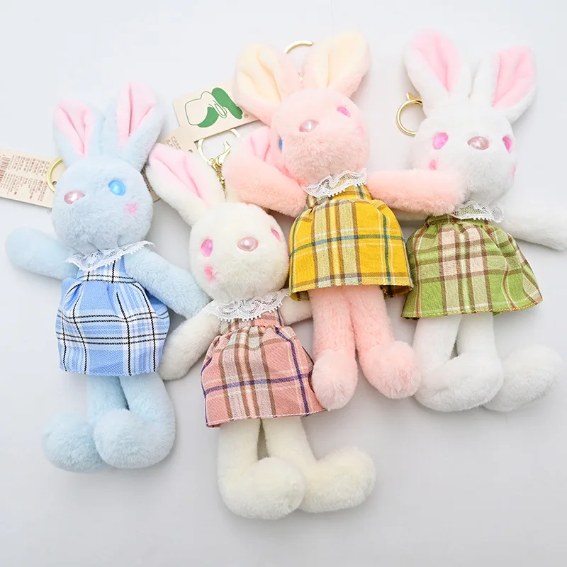 

fashione New cute pretty Plaid skirt rabbit bunny keychain Boutique Exquisite Boutique bag decorate pandent sweet birthday gift