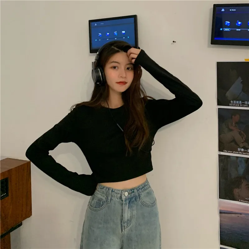 YTX1653 women Spring new hot girl short top slim solid color long-sleeved t-shirt
YTX1653 women Spring new hot girl short top slim solid color long-sleeved t-shirt