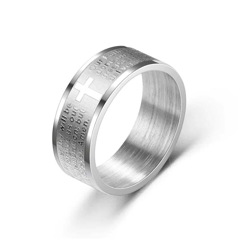 Titanium Steel Cross Scripture Ring 8mm Fashion Gold /Silver Color Prayer Cross Rings For Women Men Christian Jewelry Gifts
Titanium Steel Cross Scripture Ring 8mm Fashion Gold /Silver Color Prayer Cross Rings For Women Men Christian Jewelry Gifts