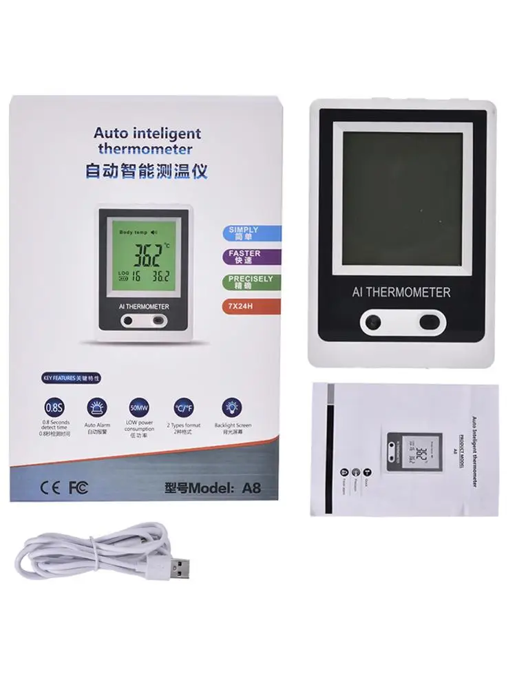 A8 Infrared Forehead Thermometer Wall-mounted Non-contact Digital Temperature Thermometer With LCD Display Self-service Tester
A8 Infrared Forehead Thermometer Wall-mounted Non-contact Digital Temperature Thermometer With LCD Display Self-service Tester