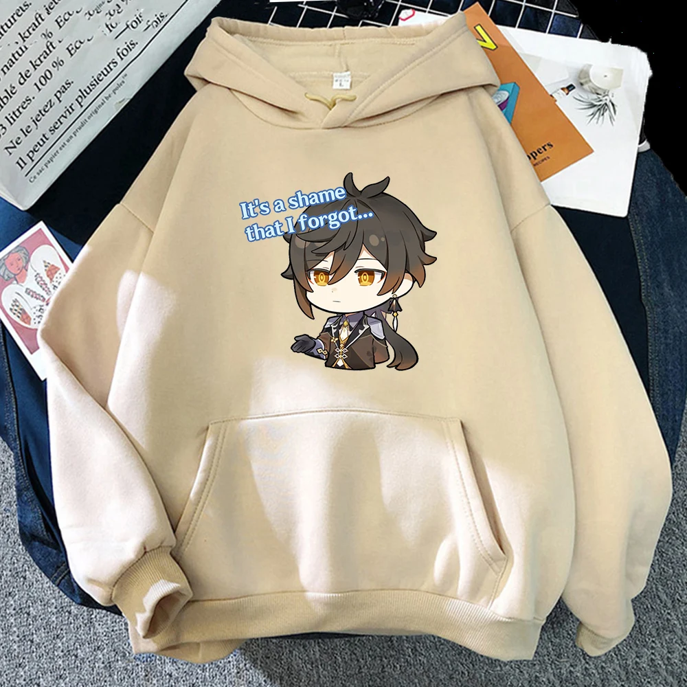 Толстовки с капюшоном Chibi Zhongli-Genshin игровая уличная одежда мужская жаль что я