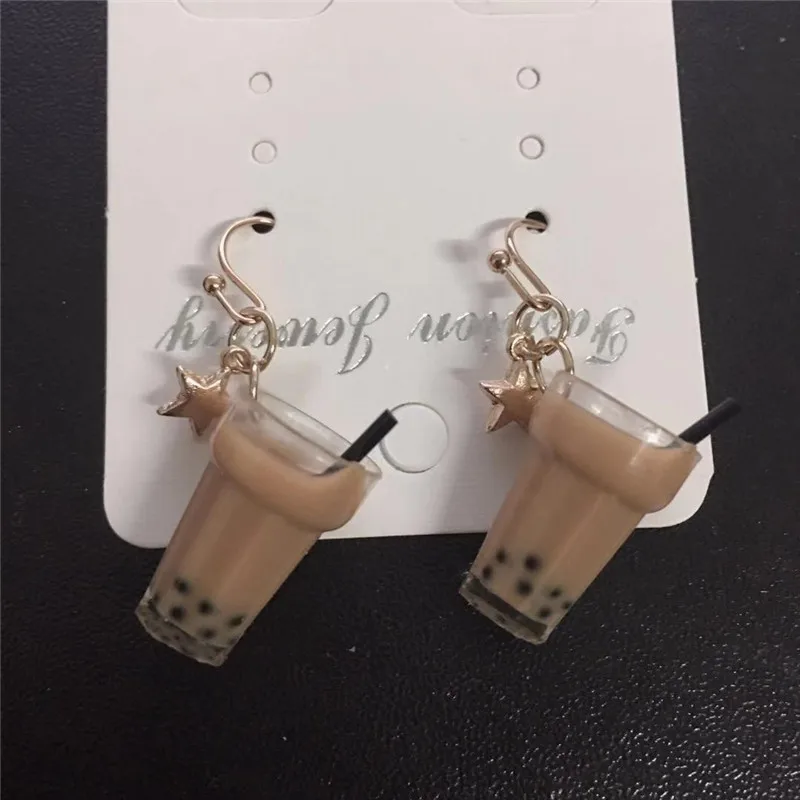 Reative уникальные серьги капли из пузырчатого чая смолы с молочным чаем для девочек