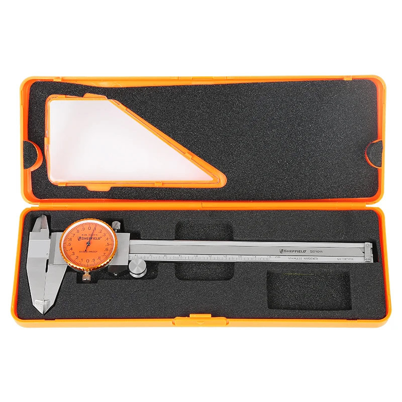 SHEFFIELD S071011 Dial Vernier Caliper With Gauge Caliper 0-150mm Inner Diameter Outer Diameter Measuring Ruler
SHEFFIELD S071011 Dial Vernier Caliper With Gauge Caliper 0-150mm Inner Diameter Outer Diameter Measuring Ruler