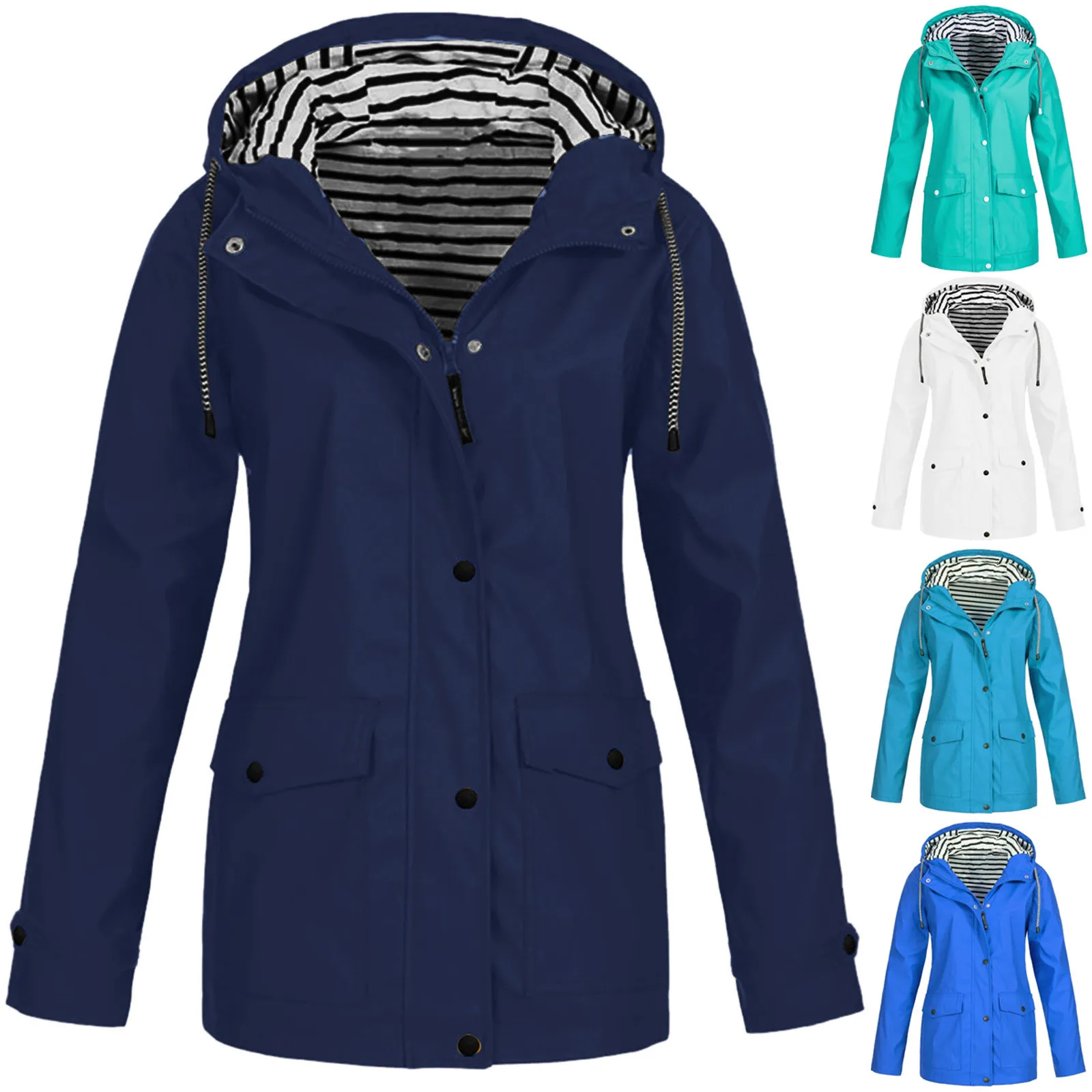 Women Solid Rain Jacket Outdoor Plus Size Waterproof Hooded Raincoat Windproof Winter Jackets Women Clothing Chaqueta Mujer
Women Solid Rain Jacket Outdoor Plus Size Waterproof Hooded Raincoat Windproof Winter Jackets Women Clothing Chaqueta Mujer