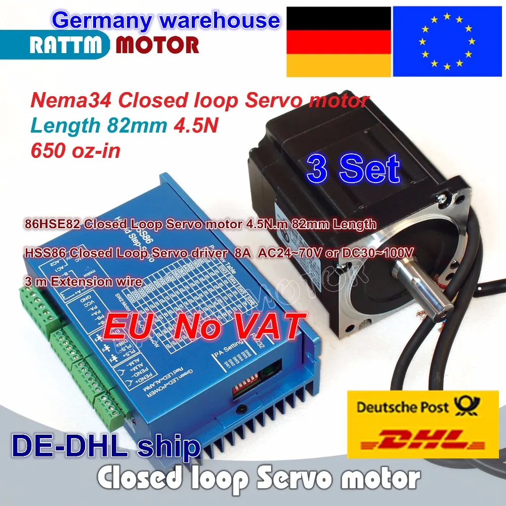 【EU ship】 3 Sets Nema34 4.5N.m Closed Loop Servo motor Motor Kits 82mm 6A & HSS86 Hybrid Step-servo Driver 8A CNC Controller Kit
【EU ship】 3 Sets Nema34 4.5N.m Closed Loop Servo motor Motor Kits 82mm 6A & HSS86 Hybrid Step-servo Driver 8A CNC Controller Kit