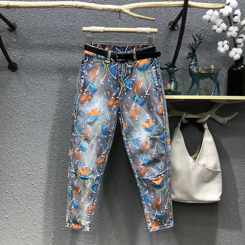 Color Printing Dyeing Ankle-length Jeans Women 2021 New Spring Summer Loose High Waist Cotton Elastic Denim Pants Slim Trousers
Color Printing Dyeing Ankle-length Jeans Women 2021 New Spring Summer Loose High Waist Cotton Elastic Denim Pants Slim Trousers